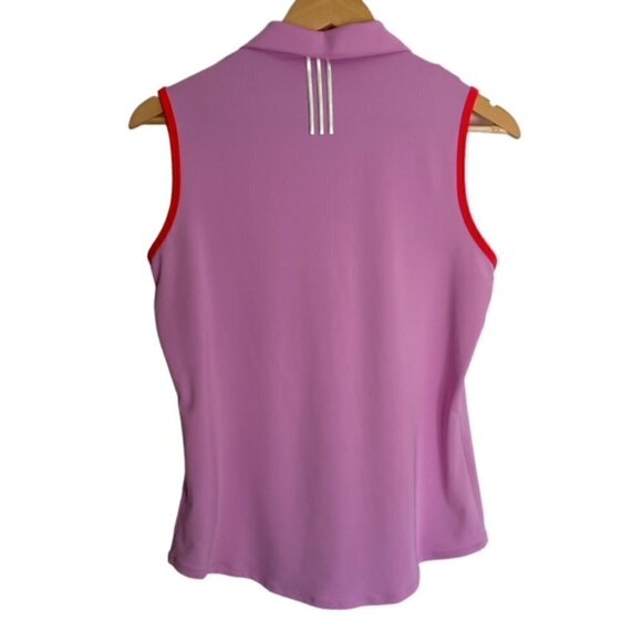 Adidas Essentials 3 Stripe Sleeveless Polo Top Medium - Picture 3 of 5